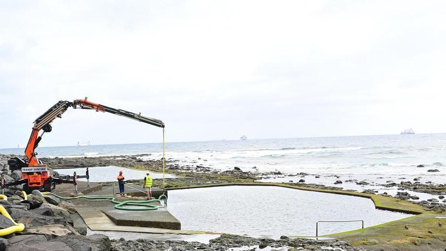 Así avanzan los trabajos para retirar los sedimentos de las piscinas naturales de La Laja