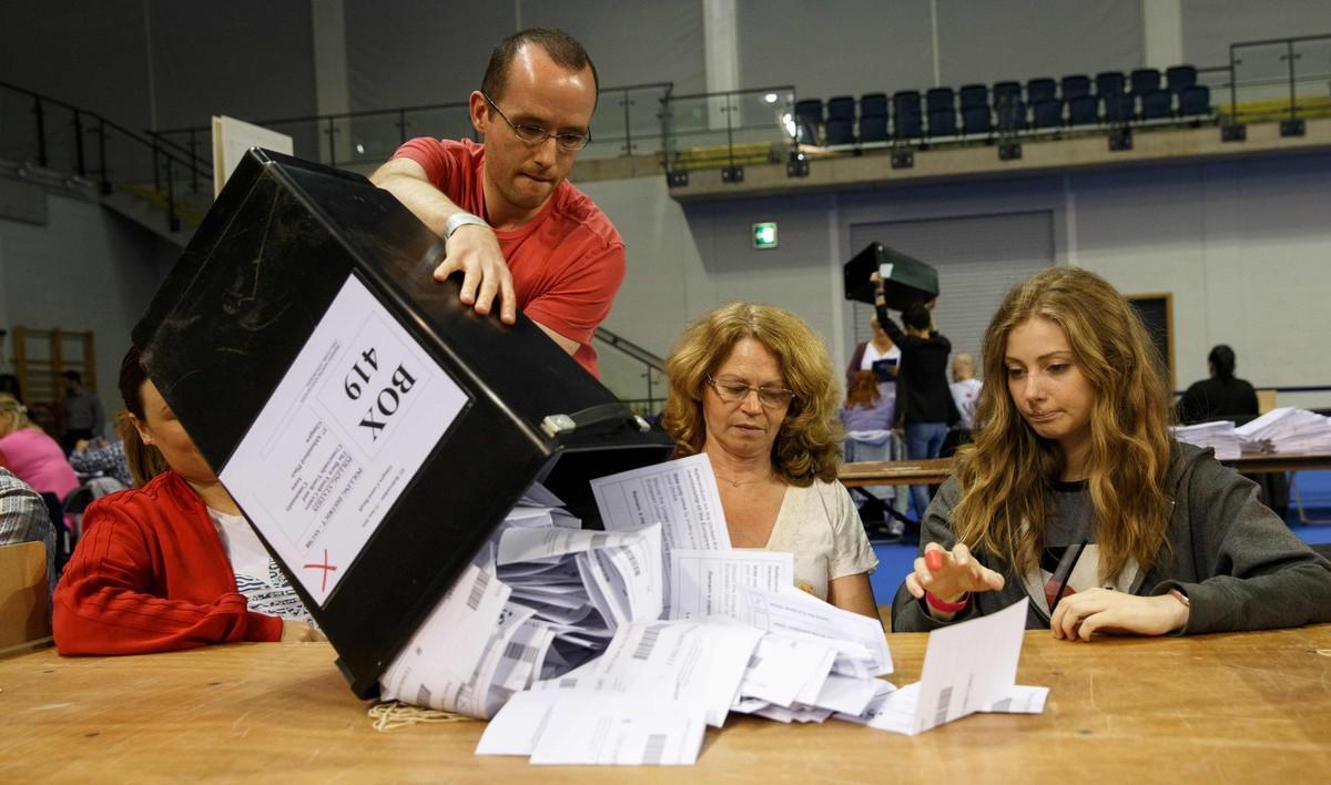 Recompte de vots del referèndum a l’Emirates Arena de Glasgow, Escòcia.