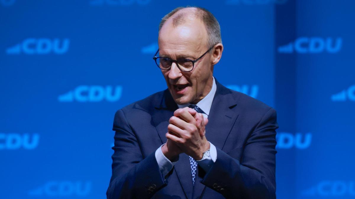 El líder de la CDU, Friedrich Merz, tras su discurso en el comité federal del partido del pasado lunes.