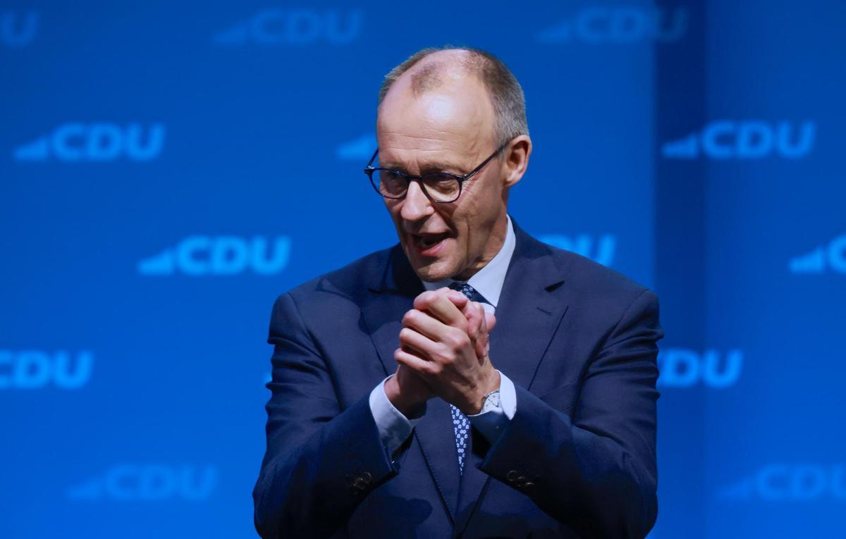 El líder de la CDU, Friedrich Merz, tras su discurso en el comité federal del partido del pasado lunes.