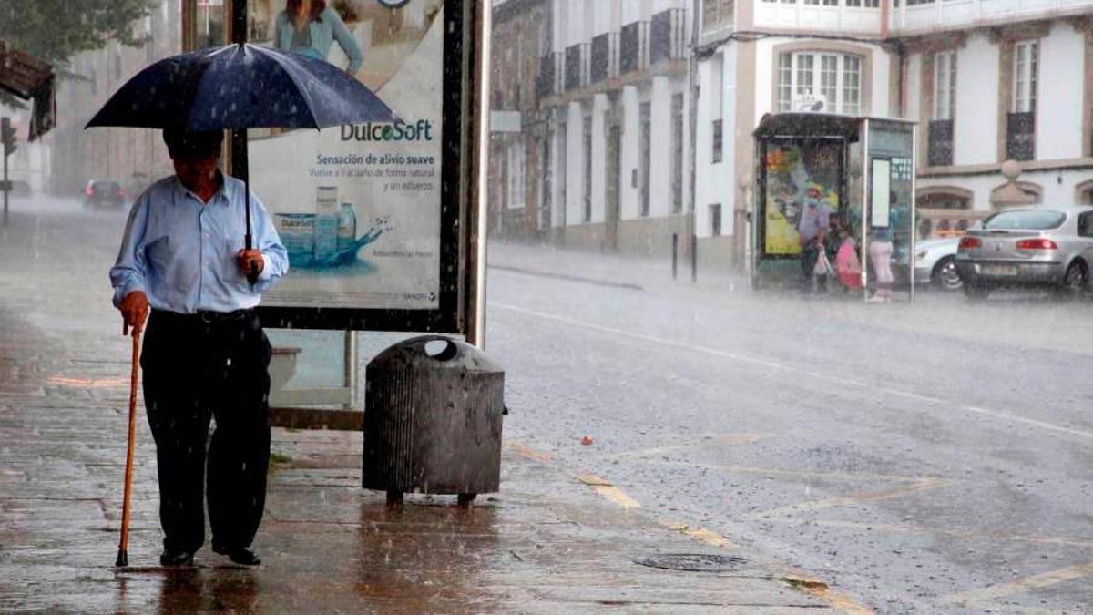 Una estampa de lluvia en Compostela