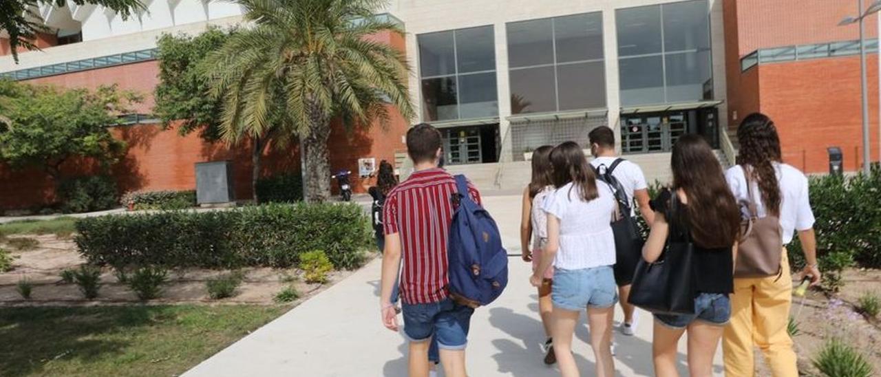 Alumnos en el campus de Elche, en imagen de archivo