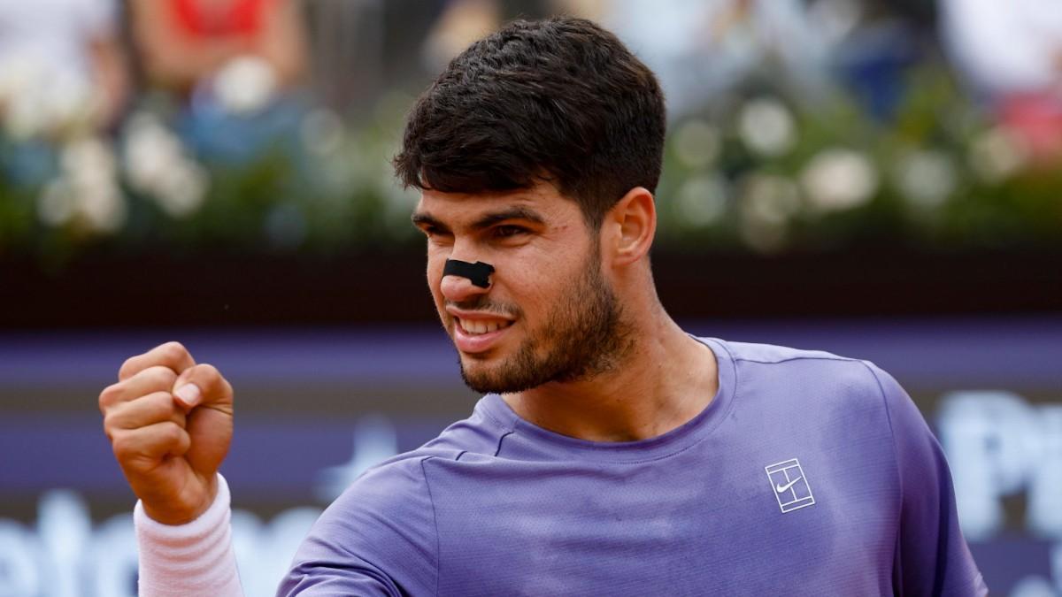 Carlos Alcaraz, durante la victoria ante Draper