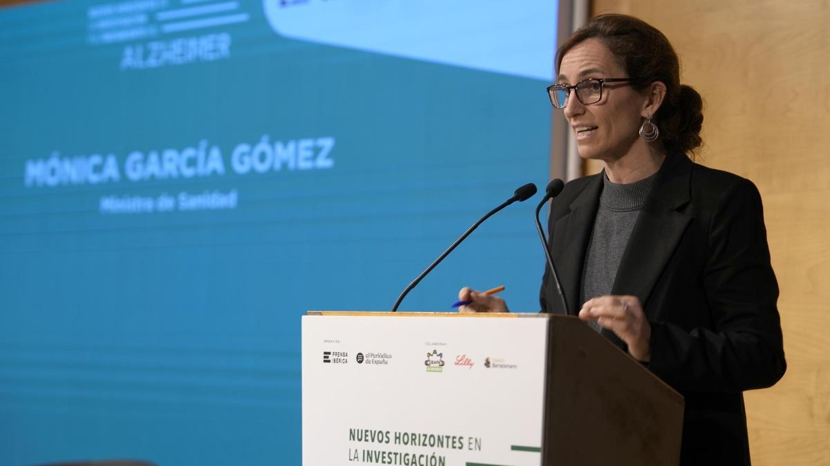 Mónica García, en el acto de Prensa Ibérica y El Periódico de España