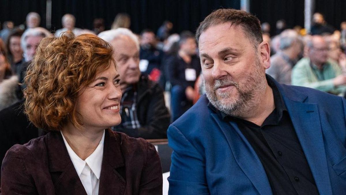 Elisenda Alamany y Oriol Junqueras en el congreso de ERC.