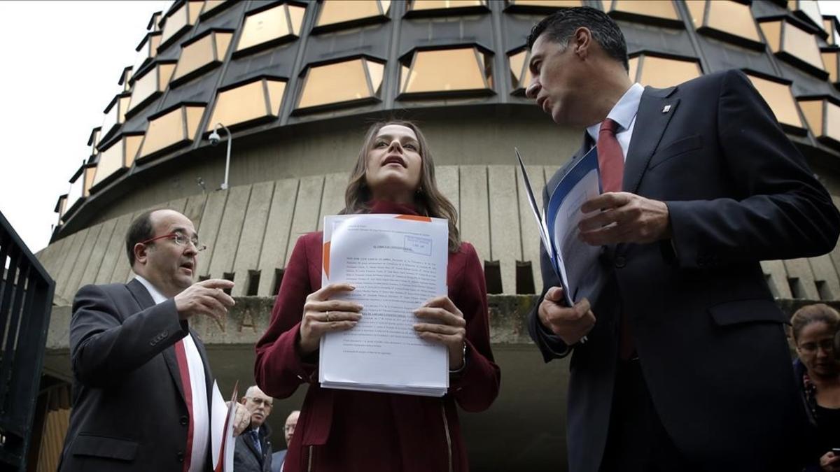 Miquel Iceta, Inés Arrimadas y Xavier García Albiol