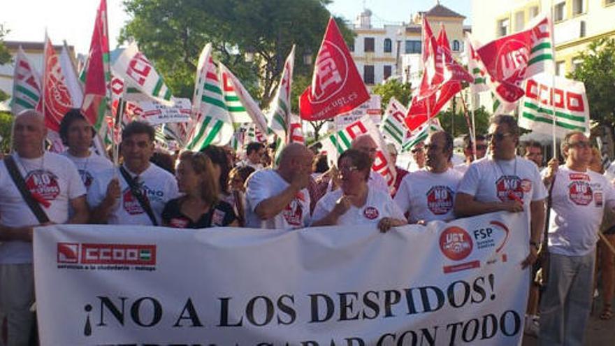 Imagen de las protestas de los trabajadores del Consistorio de Estepona en 2012.