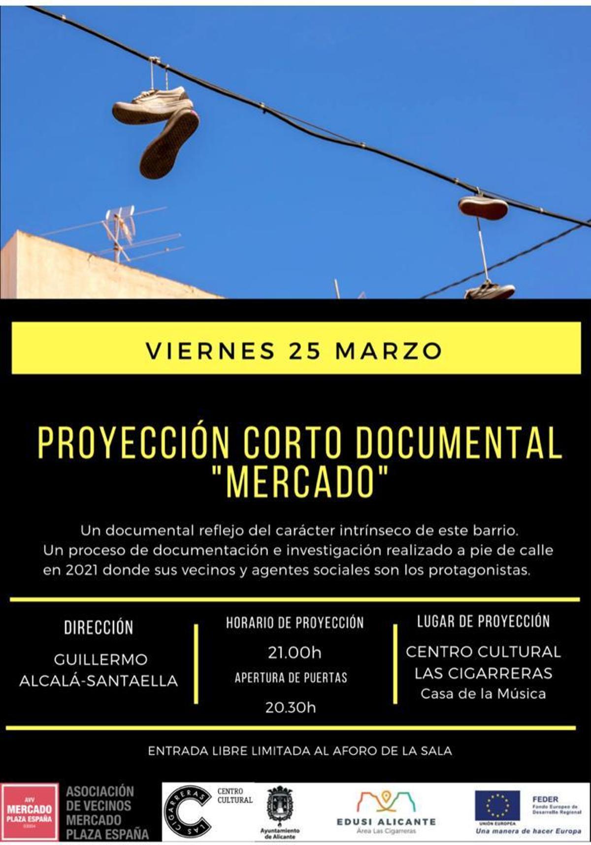 Cartel de la proyección del corto "Mercado"