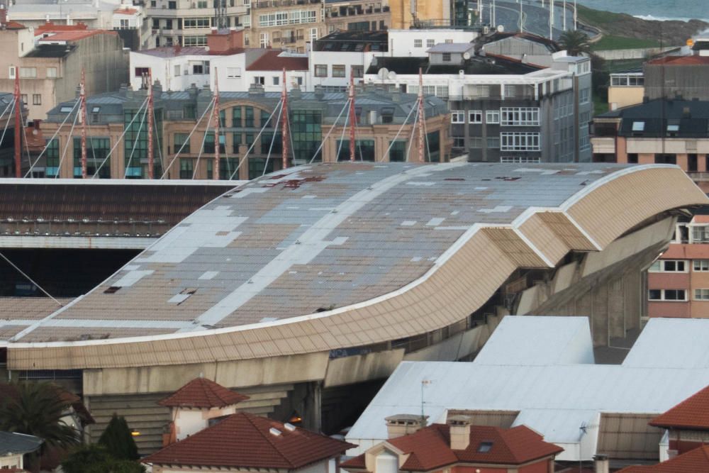 Daños en el estadio de Riazor por el temporal