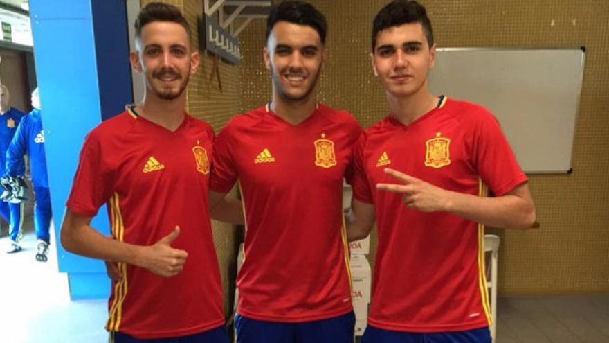 Carlos Quintana, Álex Martín y Rafa Mújica, los tres grancanarios de la selección española sub 19.