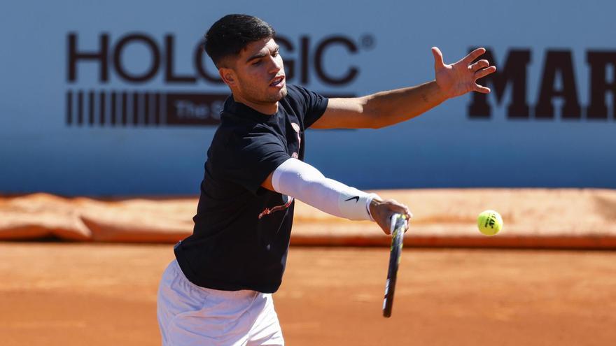 Entrenamiento de Carlos Alcaraz en la Caja Mágica de Madrid