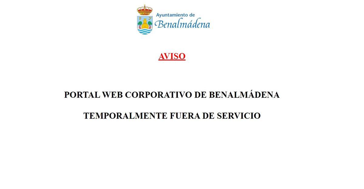Benalmádena ha suspendido temporalmente los servicios a través de su página web.
