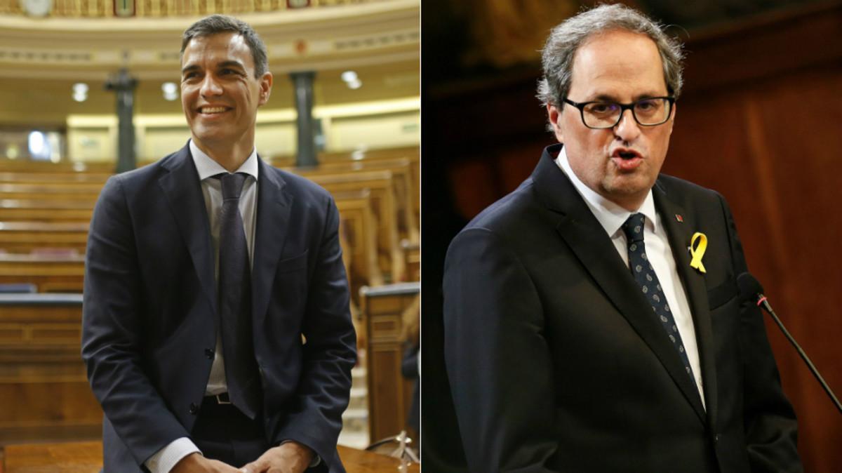 Los presidentes Pedro Sánchez y Quim Torra
