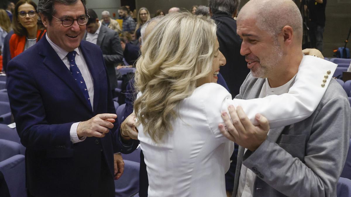 Yolanda Díaz y el líder de CCOO, Unai Sordo, en una imagen de archivo.