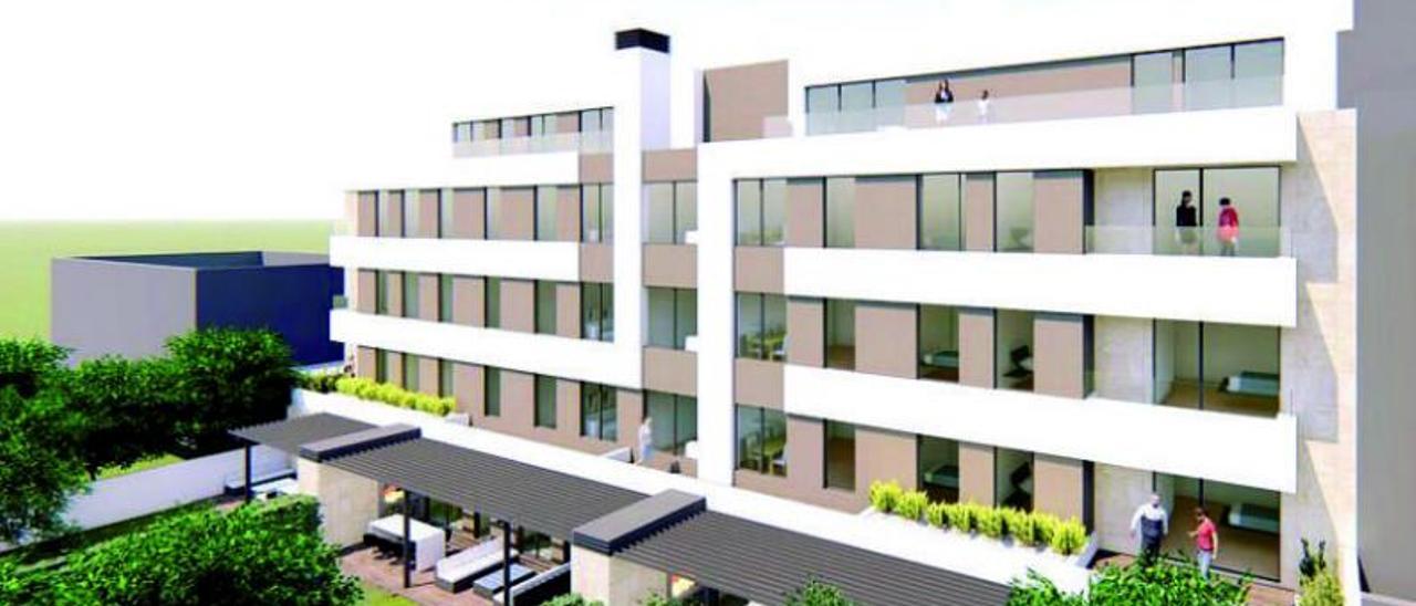 Recreación del nuevo edificio residencial en la Avenida de la Concordia de Tui.