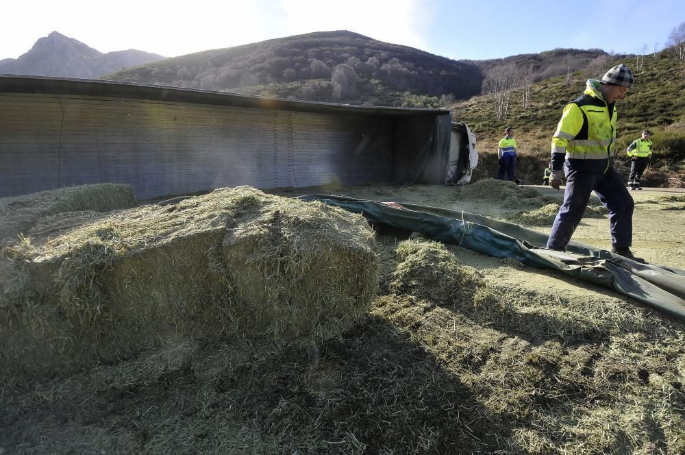 El vuelco de un camión obliga a cortar la carretera de Pajares