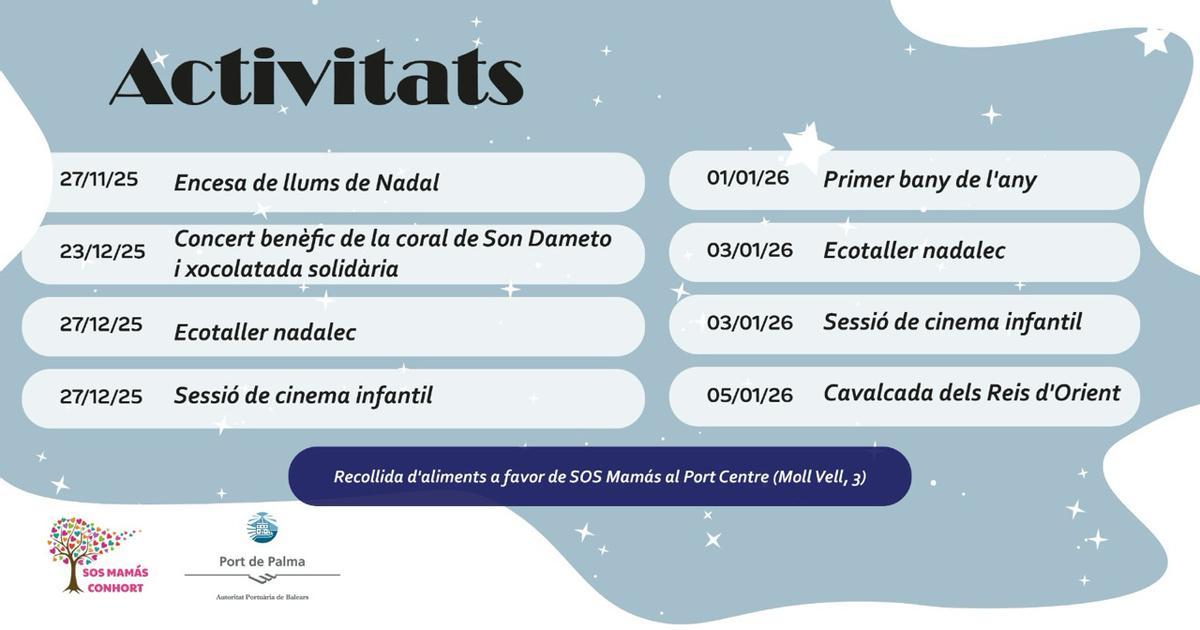 Programa de actvidades navideñas en el puerto de Palma.