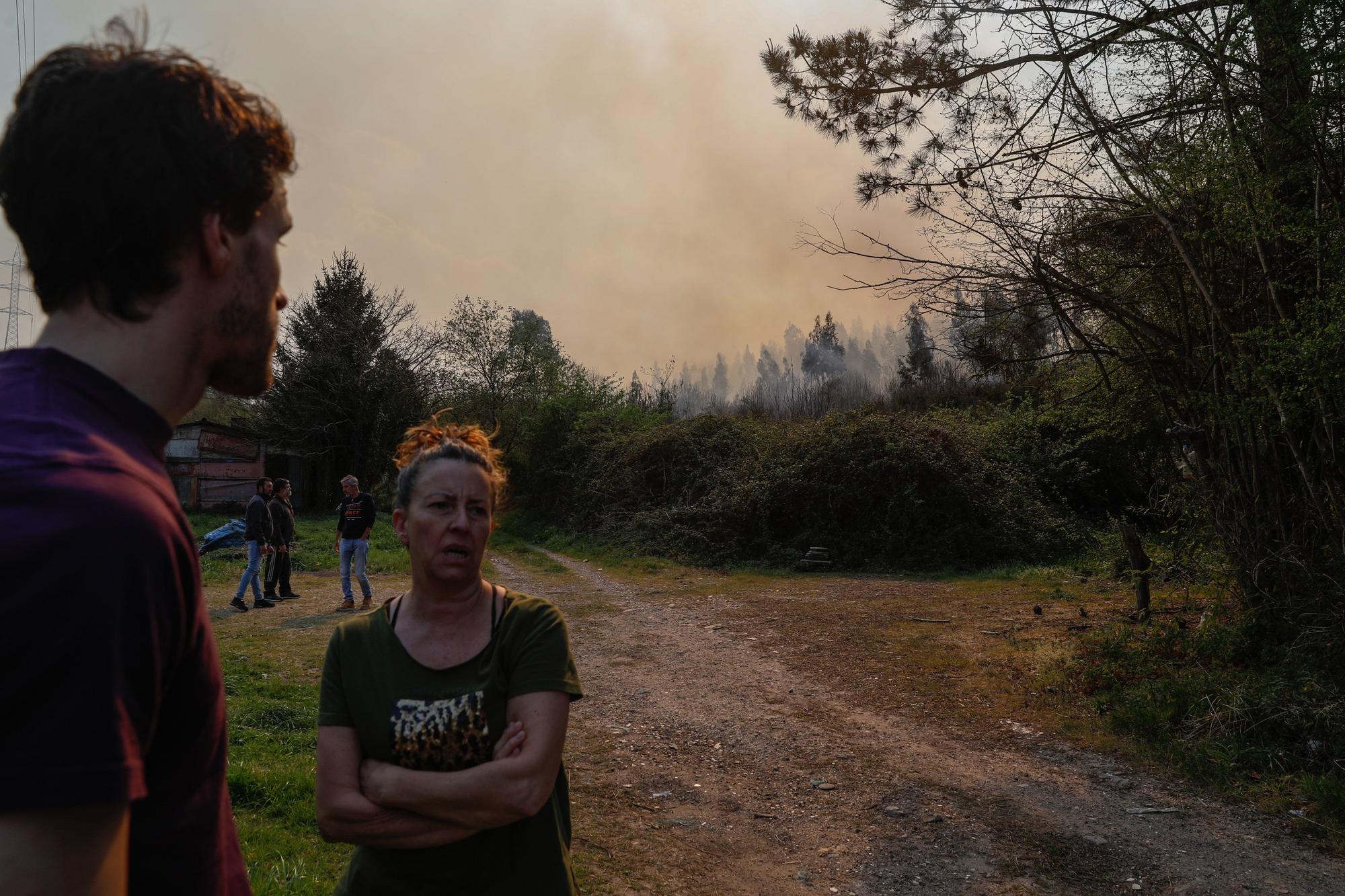 EN IMÁGENES: la extinción del fuego de La Plata (Castrillón), minuto a minuto