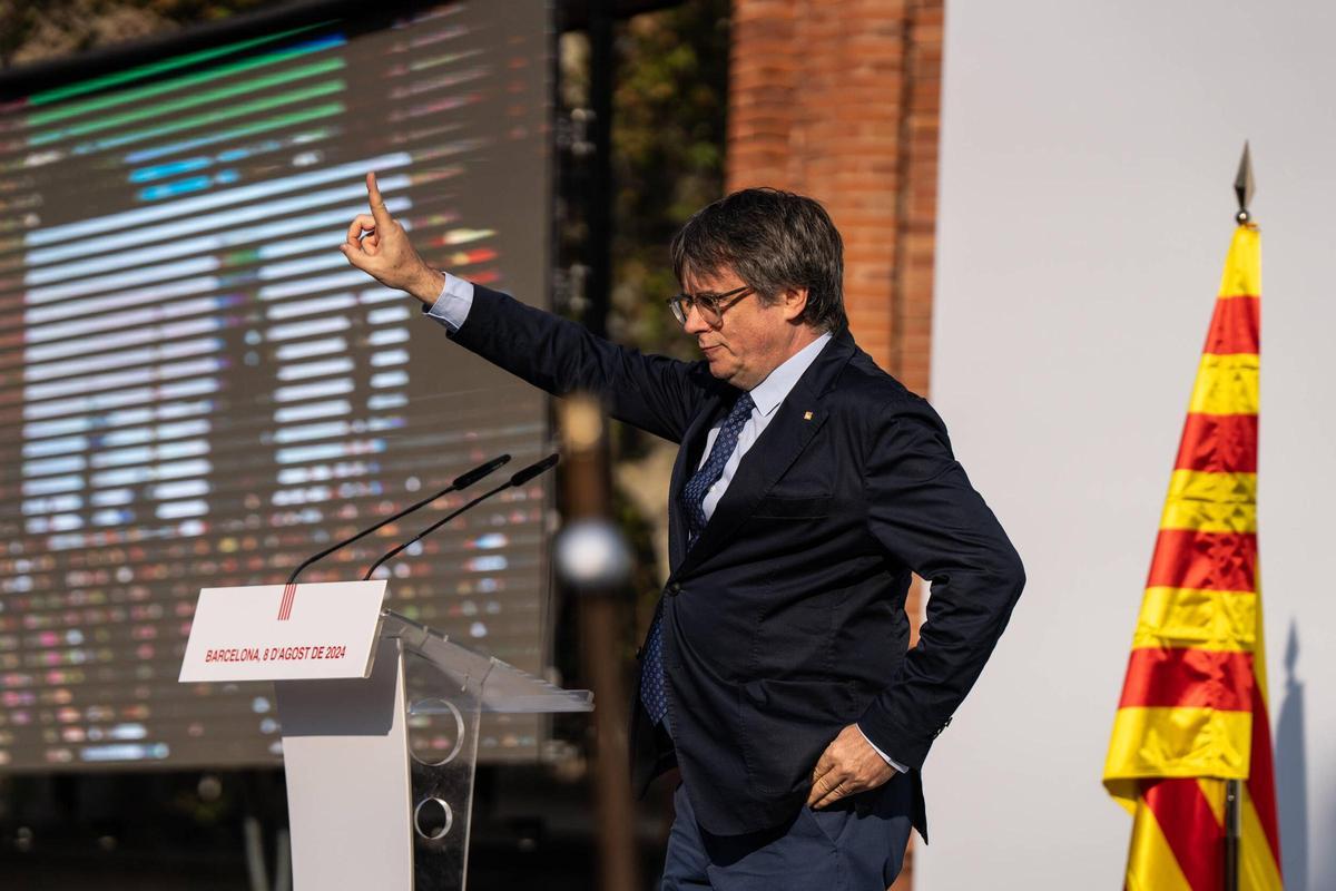 Carles Puigdemont, durante su reaparición en Barcelona el pasado 8 de agosto.