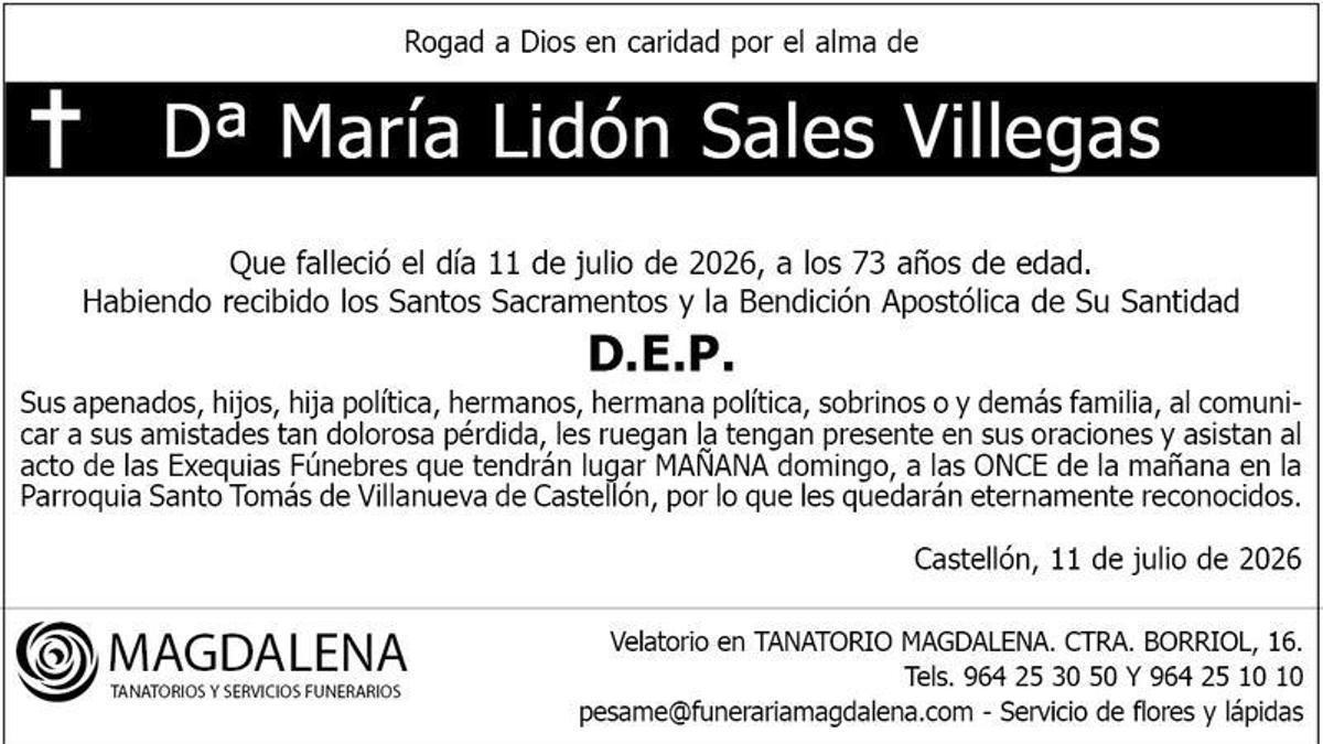 Dª María Lidón Sales Villegas