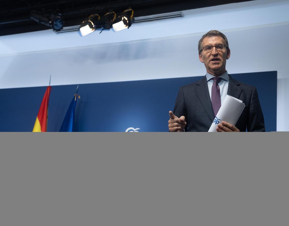 Feijóo durante el balance del año 2022 en Génova.