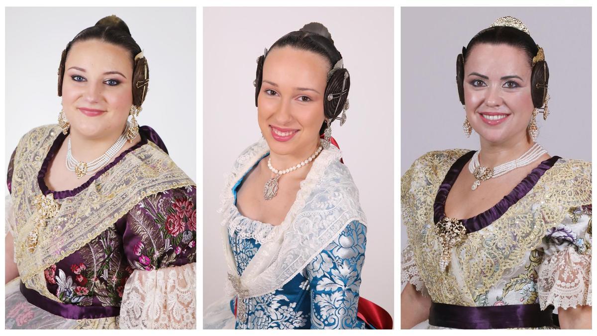 Las tres candidatas a Fallera Mayor de Xàtiva 2026-