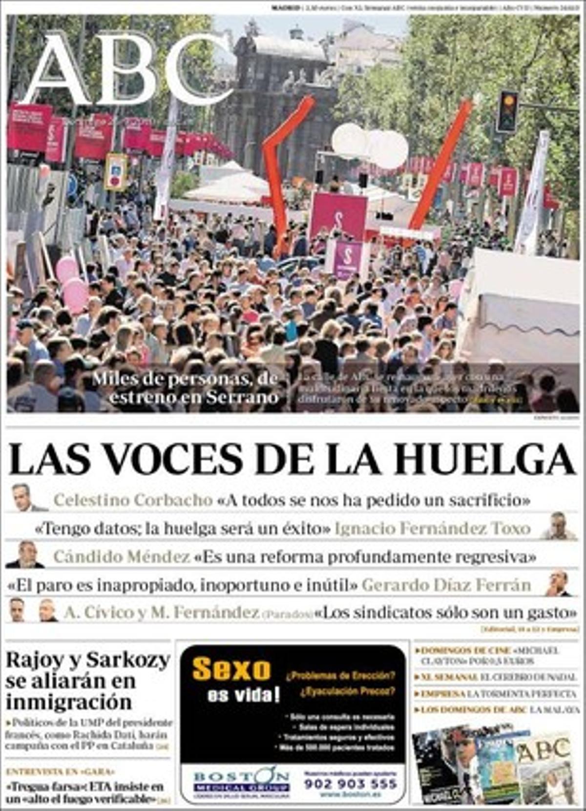 Portada d’’ABC’ 26/09/2010