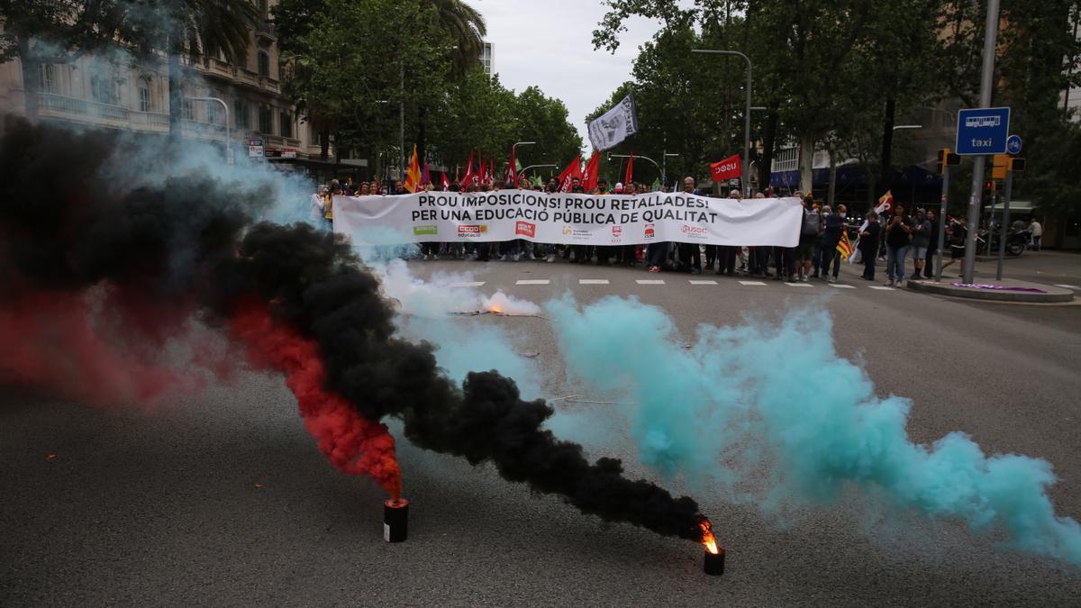 Manifestación de docentes en Barcelona en mayo del 2022.