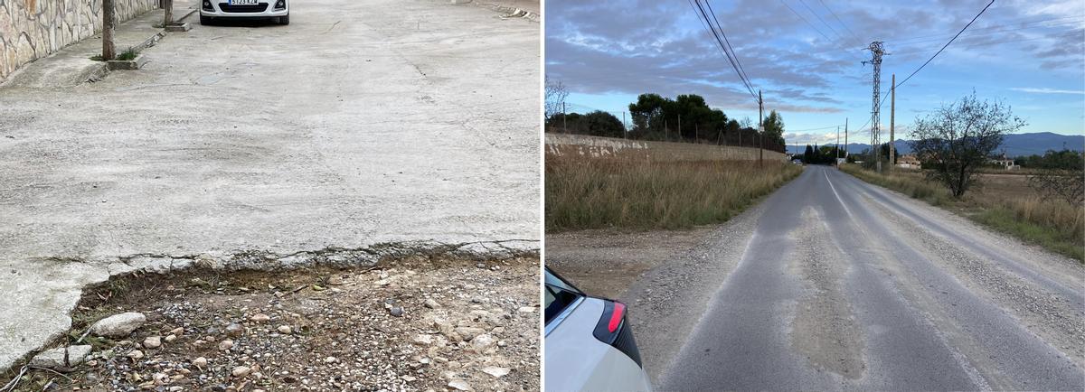 Baches en las calles de la Conarda y grava y tierra en las vías públicas