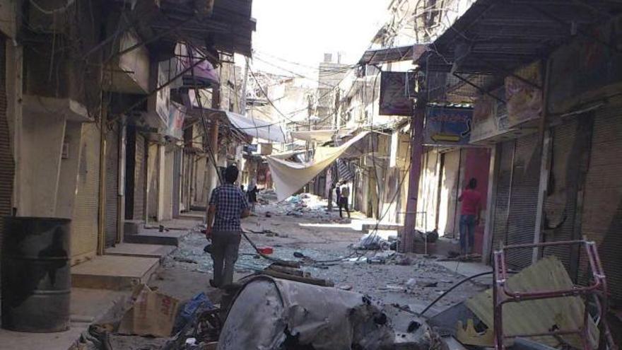 Una calle de Damasco tras un bombardeo.