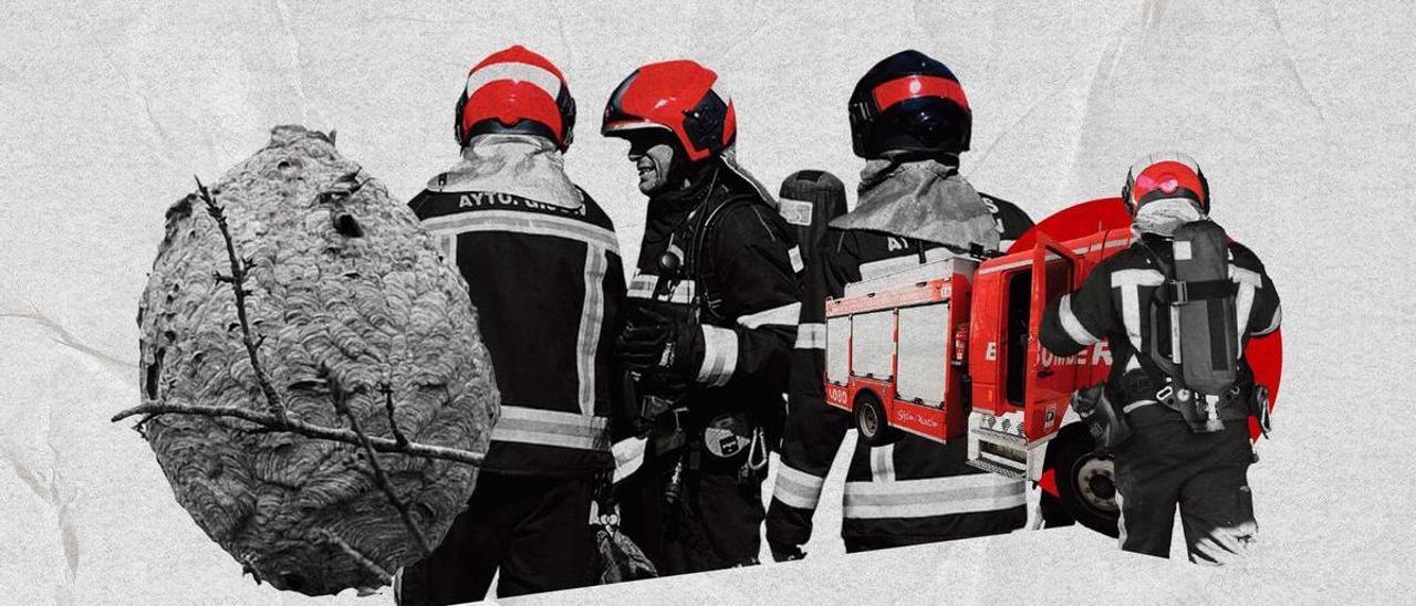Las caídas de cascotes y las velutinas copan las intervenciones de los bomberos en Gijón