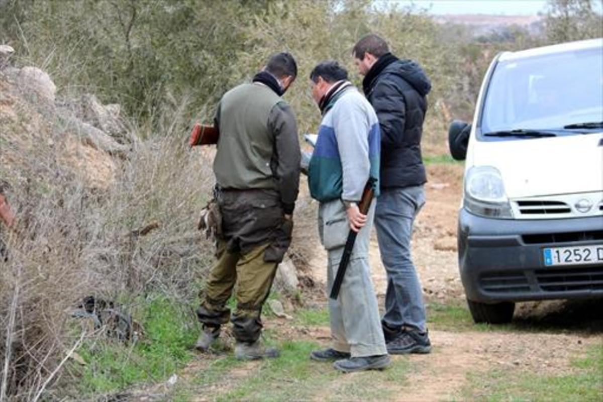 Tres caçadors, al vedat d’Aspa.