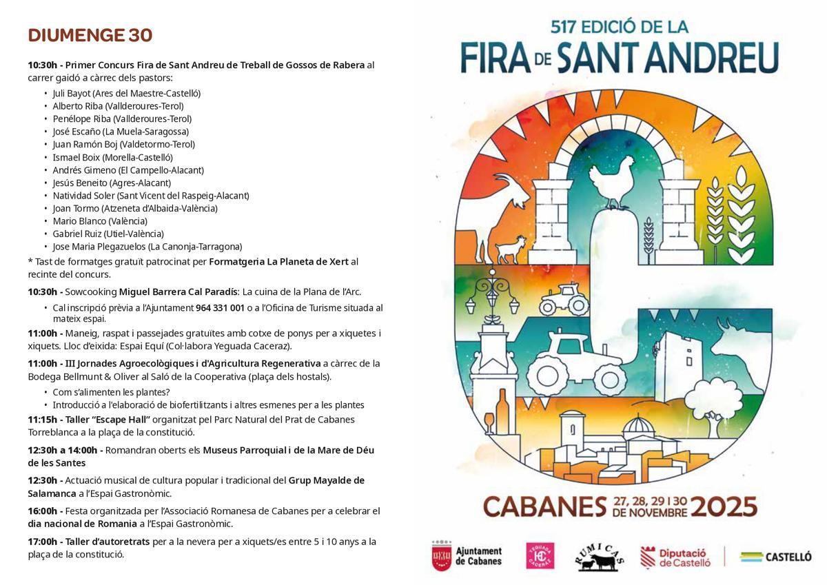 Programa de la Fira el domingo 30.