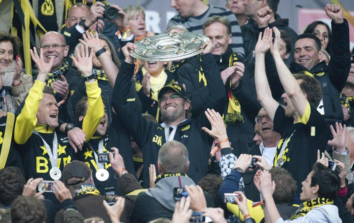 Jürgen Klopp celebra la Bundesliga conquistada en 2012 con el Borussia Dortmund.