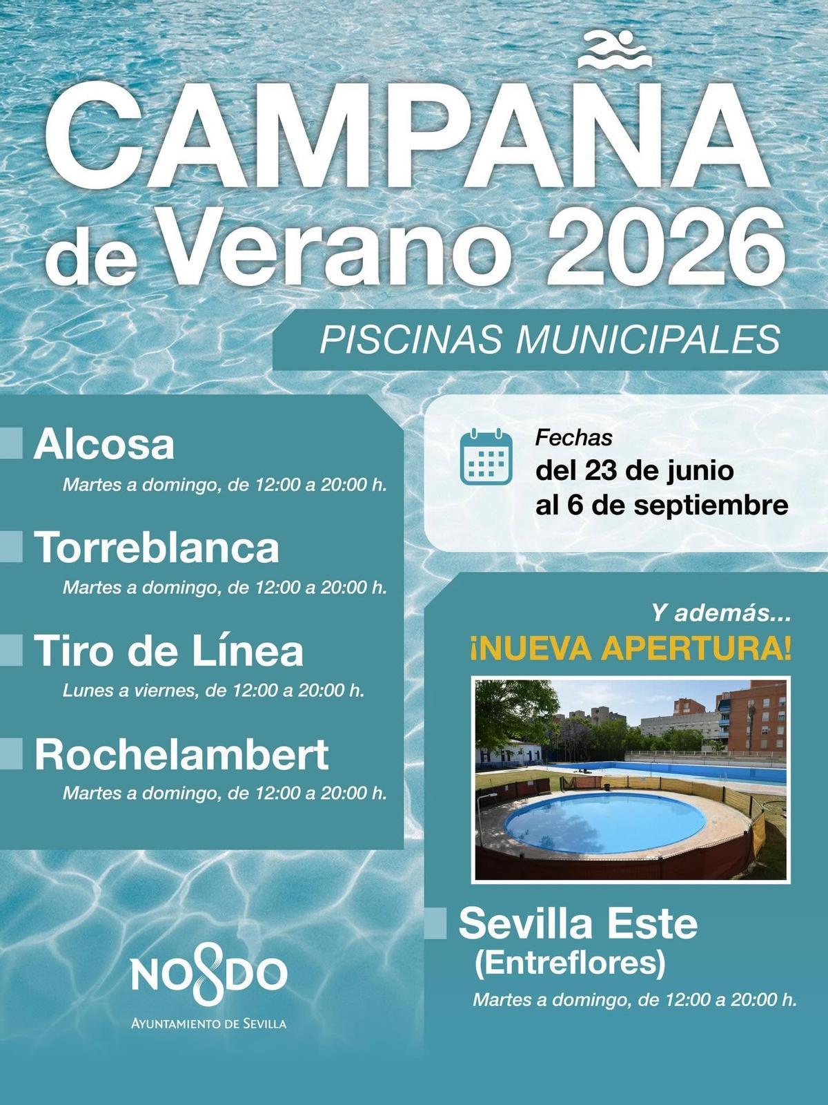 Horarios de las piscinas de Sevilla esta campaña de verano
