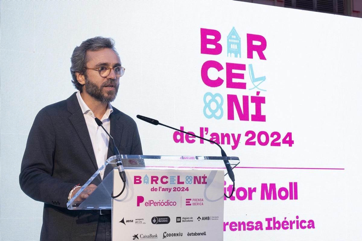 Aitor Moll, CEO de Prensa Ibérica, durante su intervención en la entrega del premio al Barceloní de lAny 2024.