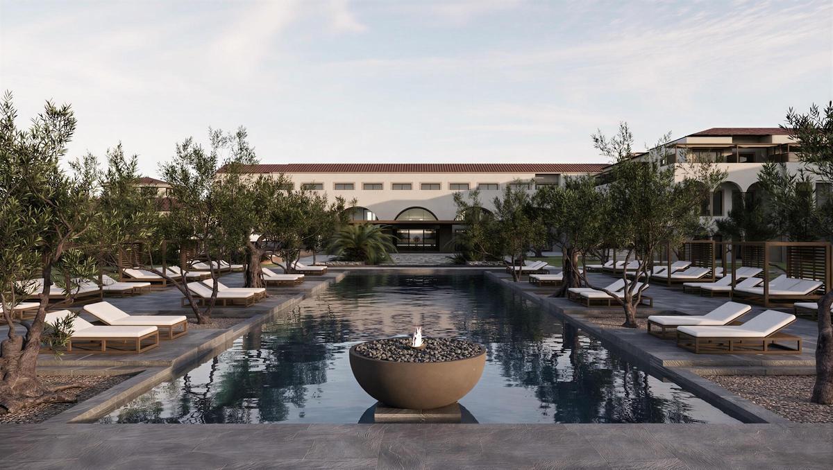 Render de la piscina del hotel Bongolf reformado.