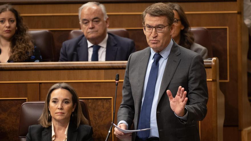 Alberto Núñez Feijóo interviene en la sesión de control a Pedro Sánchez.