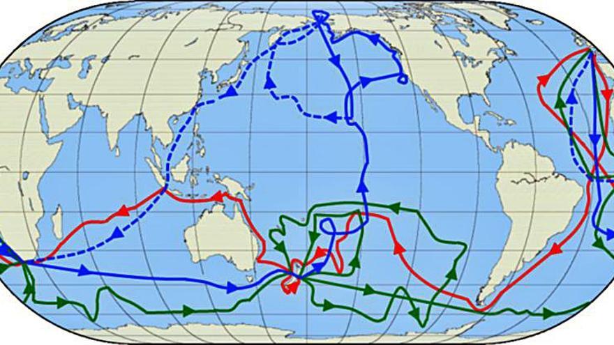 Los viajes de James Cook. Fuente: Wikipedia