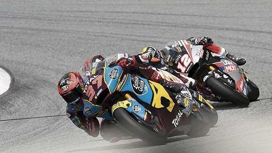 Augusto Fernández, ayer durante la carrera de Moto2 en el circuito de Spielberg.