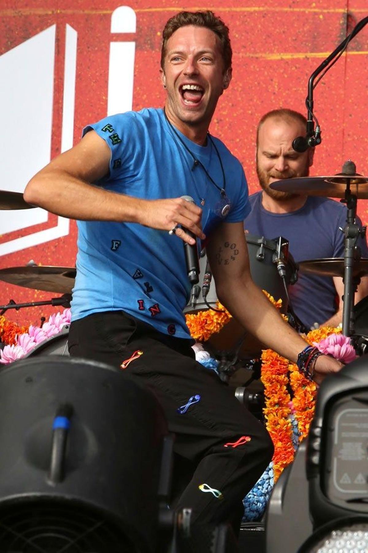 Chris Martin, durante su actuación en el 2015 Global Citizen Festival