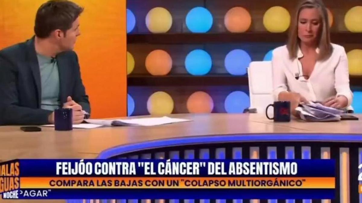 Momento en el que Marta Gómez Montero abandona 'Malas lenguas Noche' tras acusar a Cintora de humillarla.