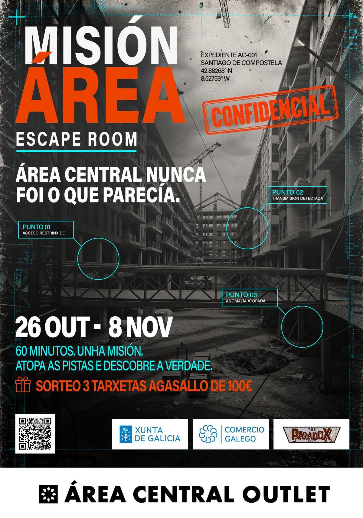 Cartel de 'Misión Área Escape Room'.