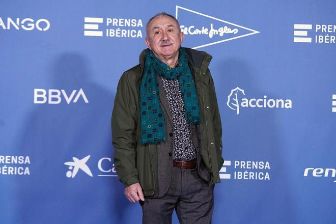 Pepe Álvarez, secretario general de UGT, a su llegada al acto conmemorativo de Prensa Ibérica en el Palacio de Liria.