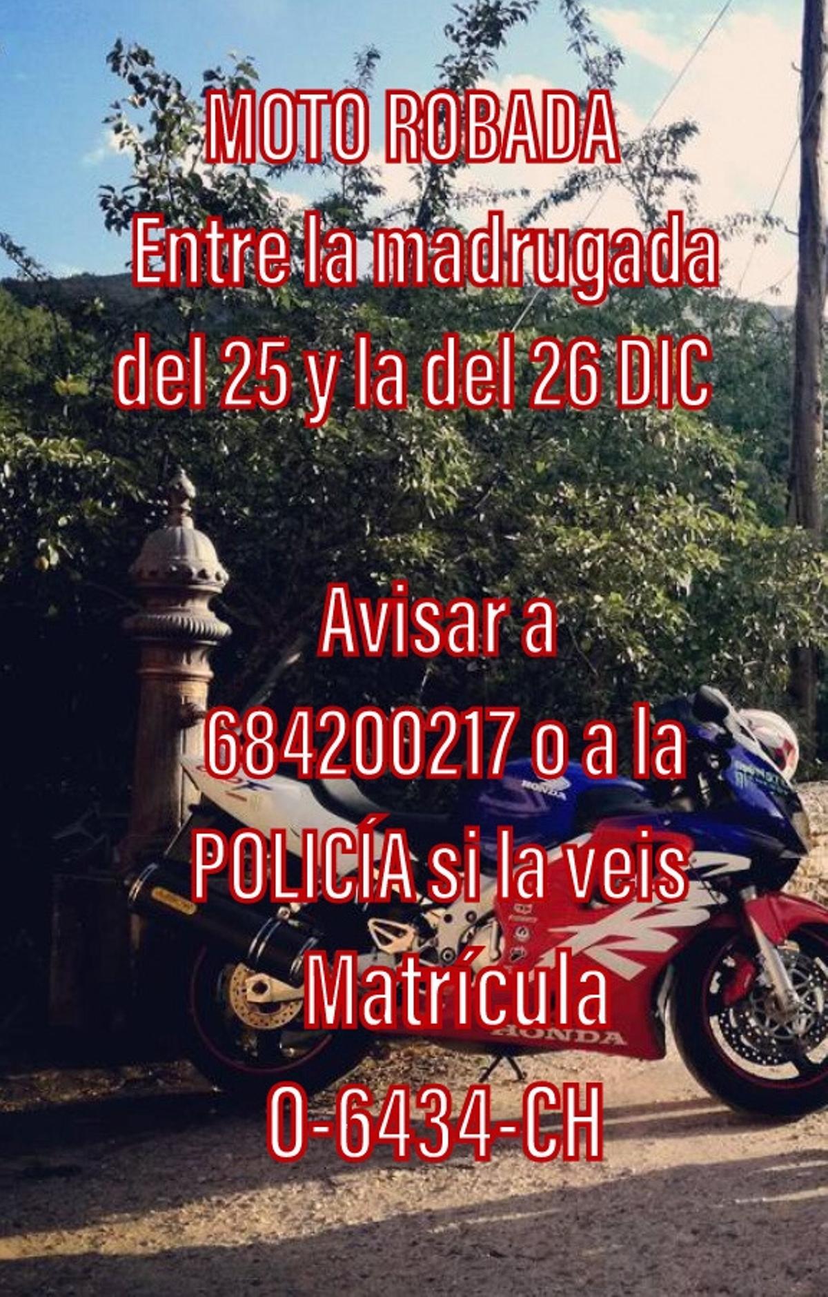 Moto robada en Zamora capital.