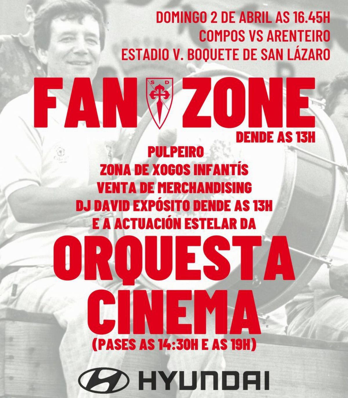 Cartel que anuncia la Fan Zone Cinema que animará el derbi del domingo