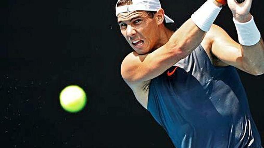 Entrenamiento de Rafa Nadal en Australia.