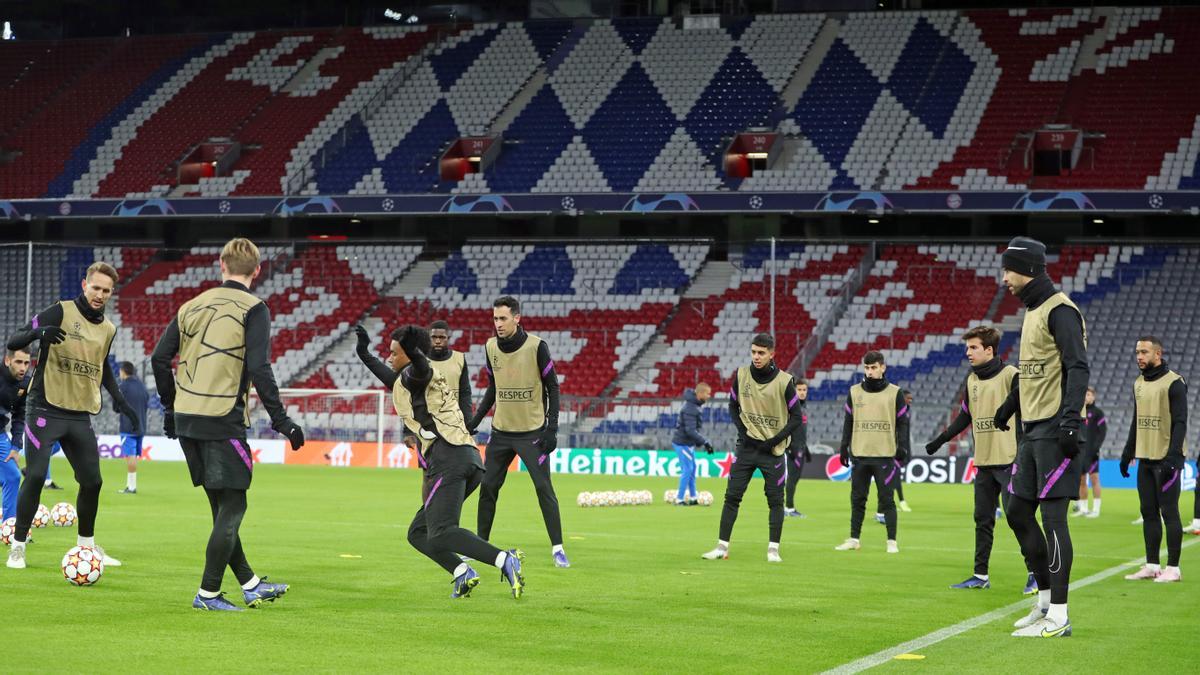 El Barça entrenando en Múnich