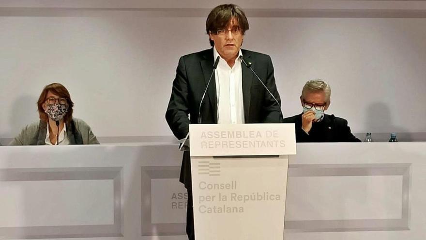 L&#039;expresident Carles Puigdemont, durant l&#039;acte del Consell per la República a Brussel·les