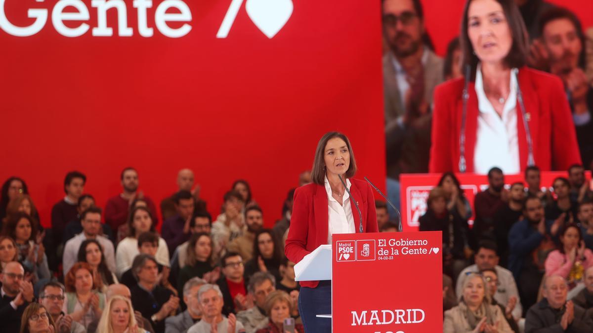 La ministra de Industria, Comercio y Turismo, Reyes Maroto, interviene en su presentación como candidata a la alcaldía de Madrid.